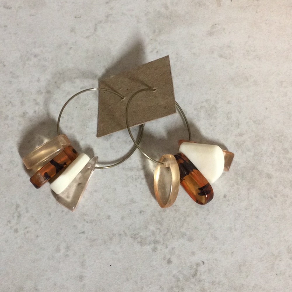 Gold hoop earrings with brown beads